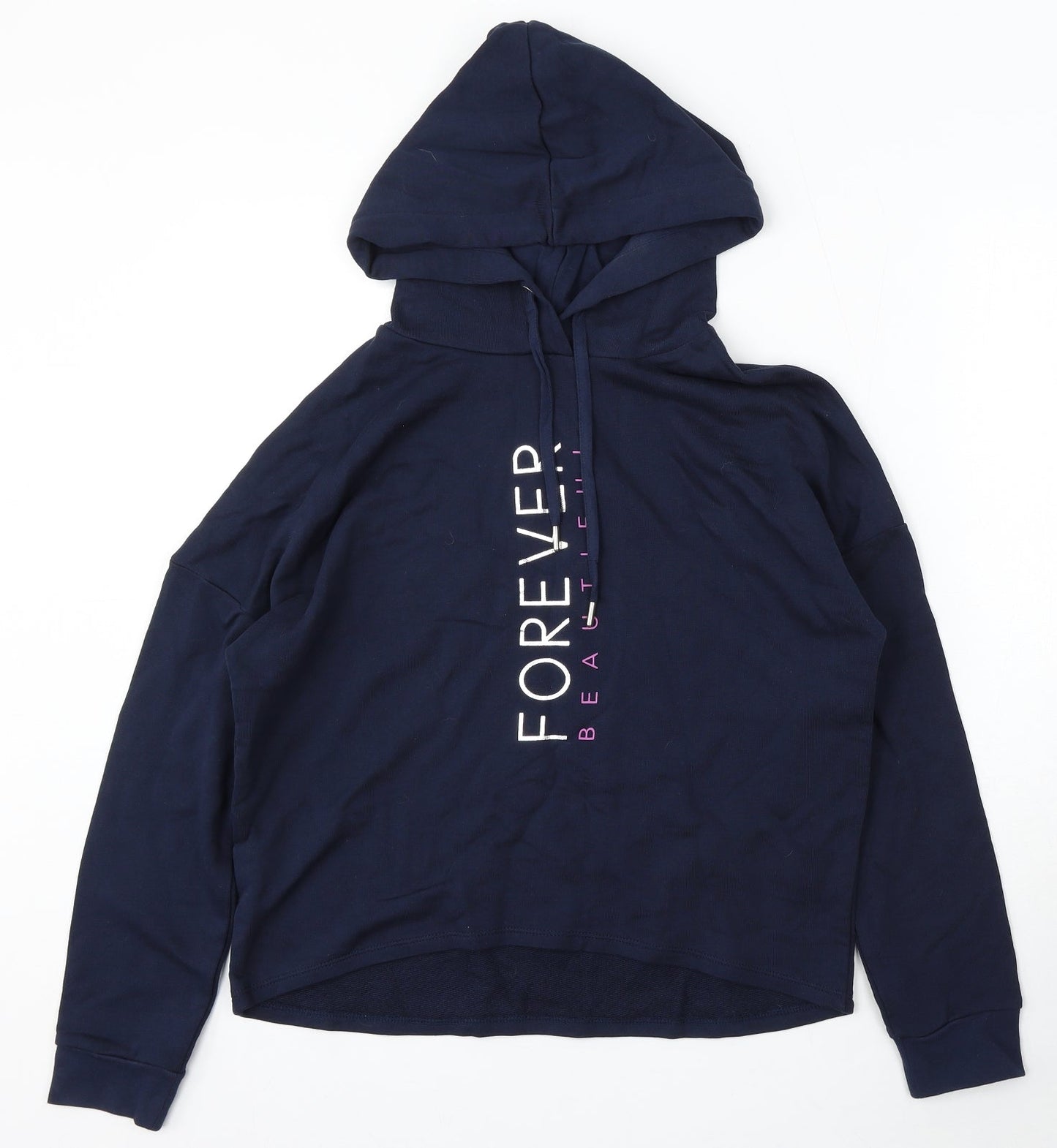 ORSAY Womens Blue Cotton Pullover Hoodie Size M Tie - Forever beautiful