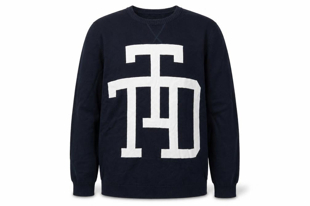 TOM TAILOR Mens Blue Crew Neck Cotton Pullover Jumper Size XL