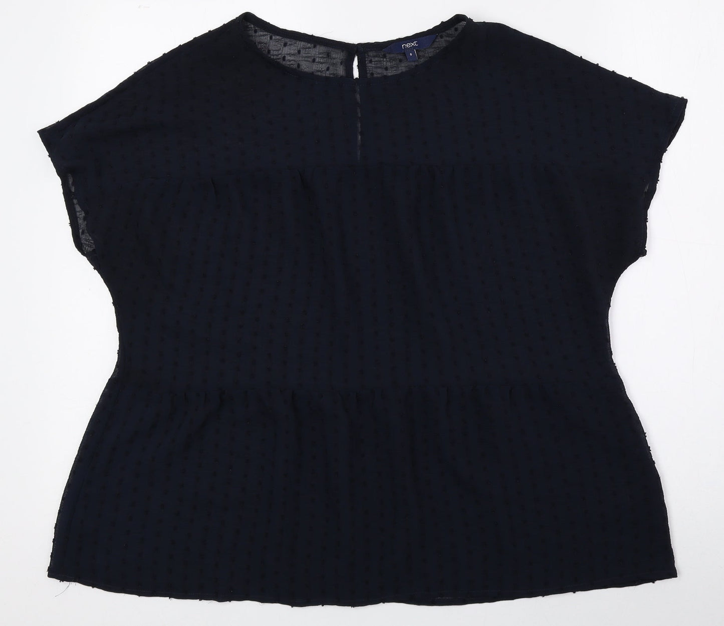 NEXT Womens Black Polyester Basic Blouse Size 8 Crew Neck