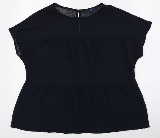 NEXT Womens Black Polyester Basic Blouse Size 8 Crew Neck