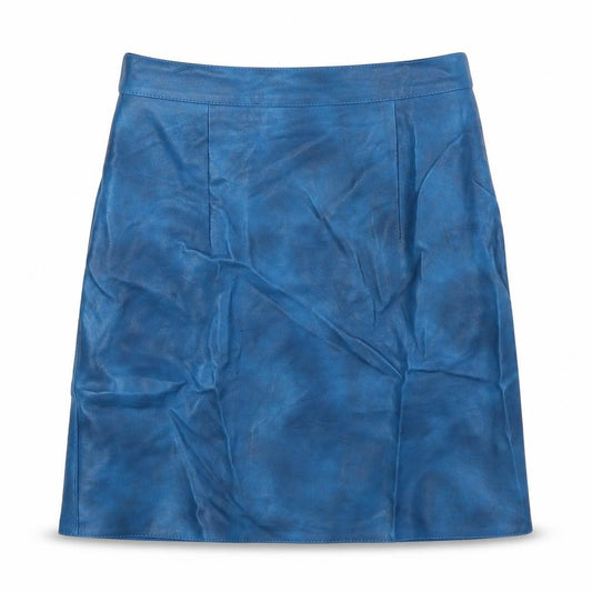 Topshop Womens Blue Viscose Mini Skirt Size 4 Zip