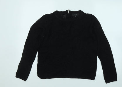Next Womens Black Round Neck Cotton Pullover Jumper Size 10