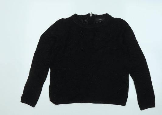 NEXT Womens Black Round Neck Cotton Pullover Jumper Size 10