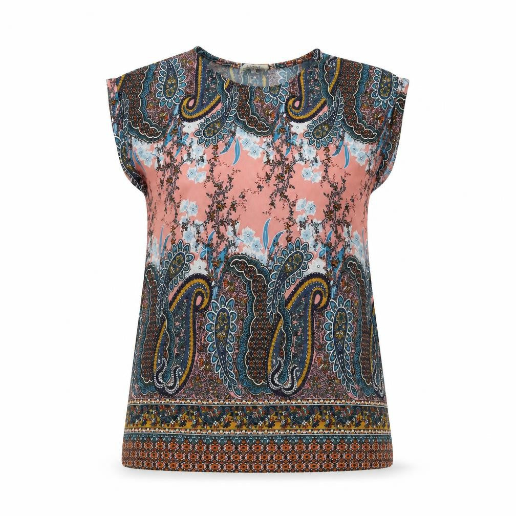 Papaya Womens Multicoloured Floral Polyester Basic T-Shirt Size 12 Round Neck