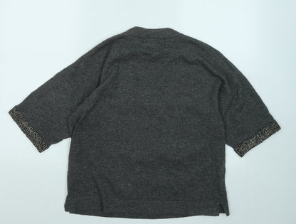 Warehouse Womens Grey Round Neck Acrylic Pullover Jumper Size 8