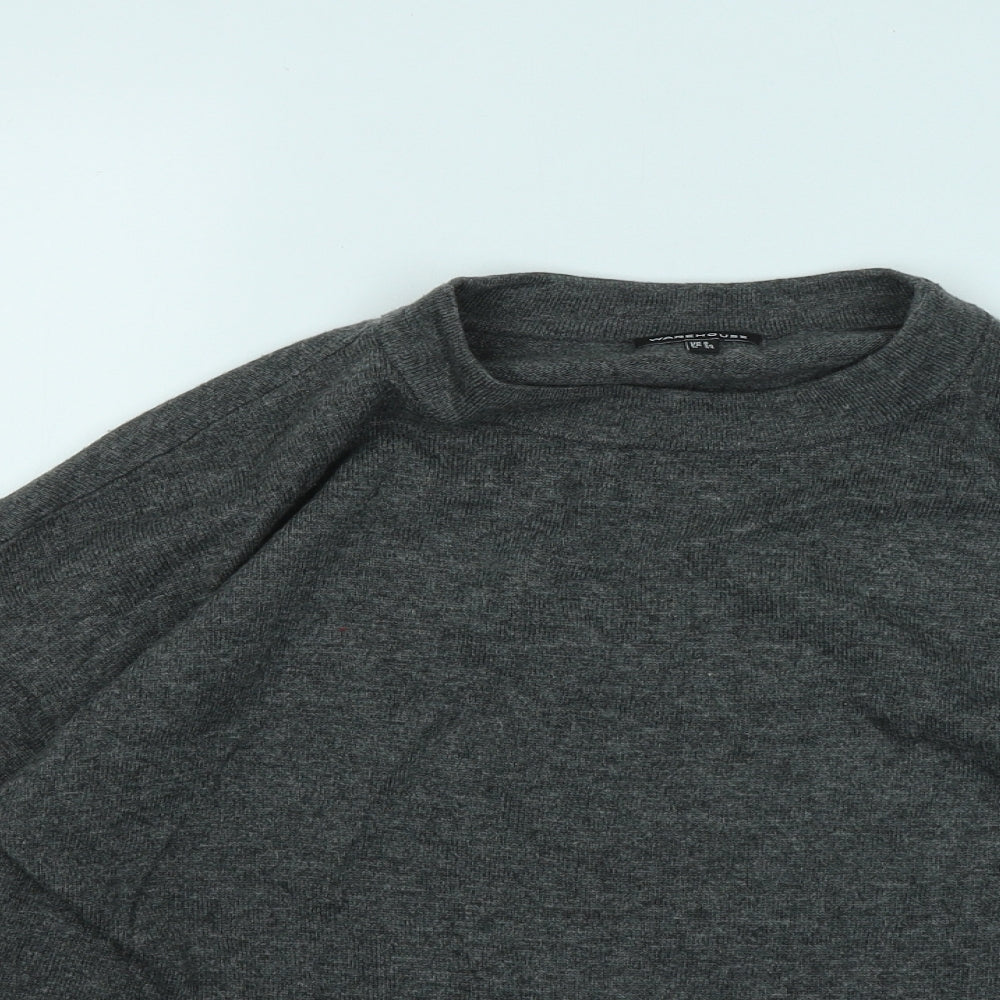Warehouse Womens Grey Round Neck Acrylic Pullover Jumper Size 8