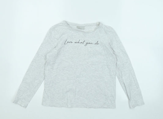 Matalan Girls Grey Cotton Basic T-Shirt Size 10 Years Round Neck - Love What You Do