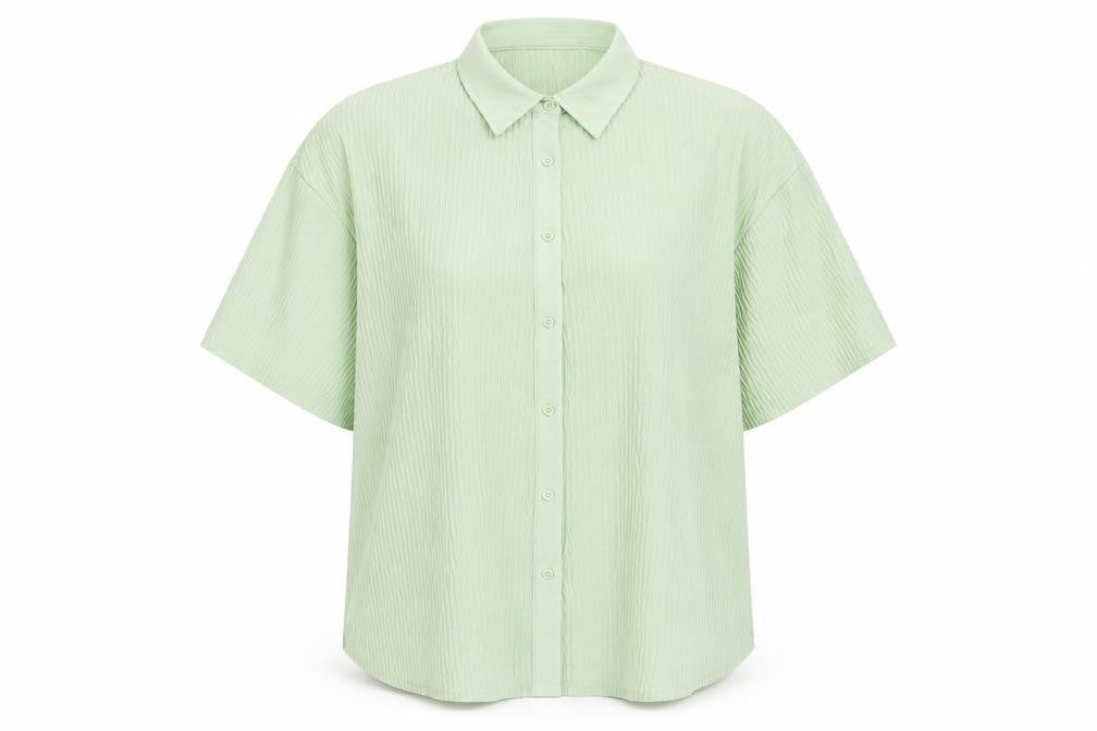 SheIn Womens Green Polyester Basic Button-Up Size M Collared