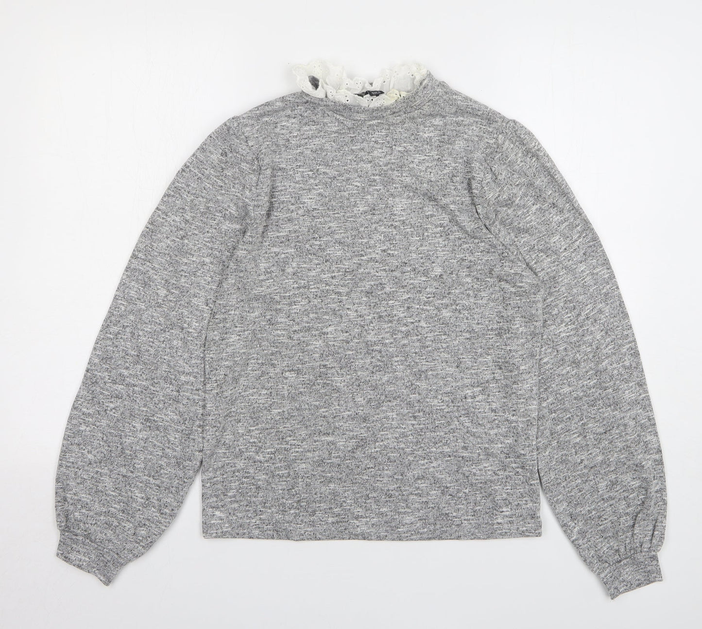 New Look Womens Grey Collared Polyester Pullover Jumper Size 14