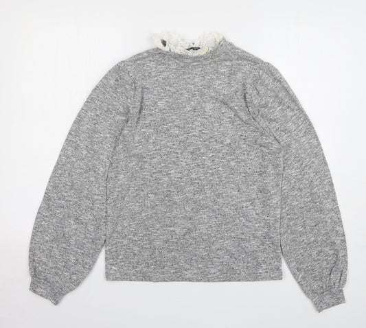 New Look Womens Grey Collared Polyester Pullover Jumper Size 14
