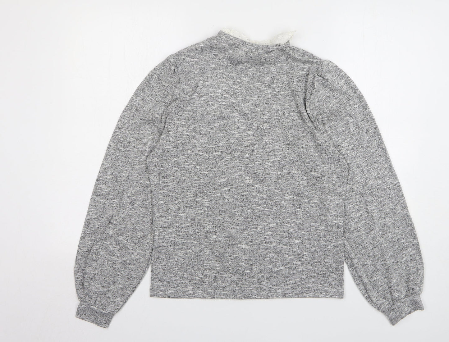 New Look Womens Grey Collared Polyester Pullover Jumper Size 14