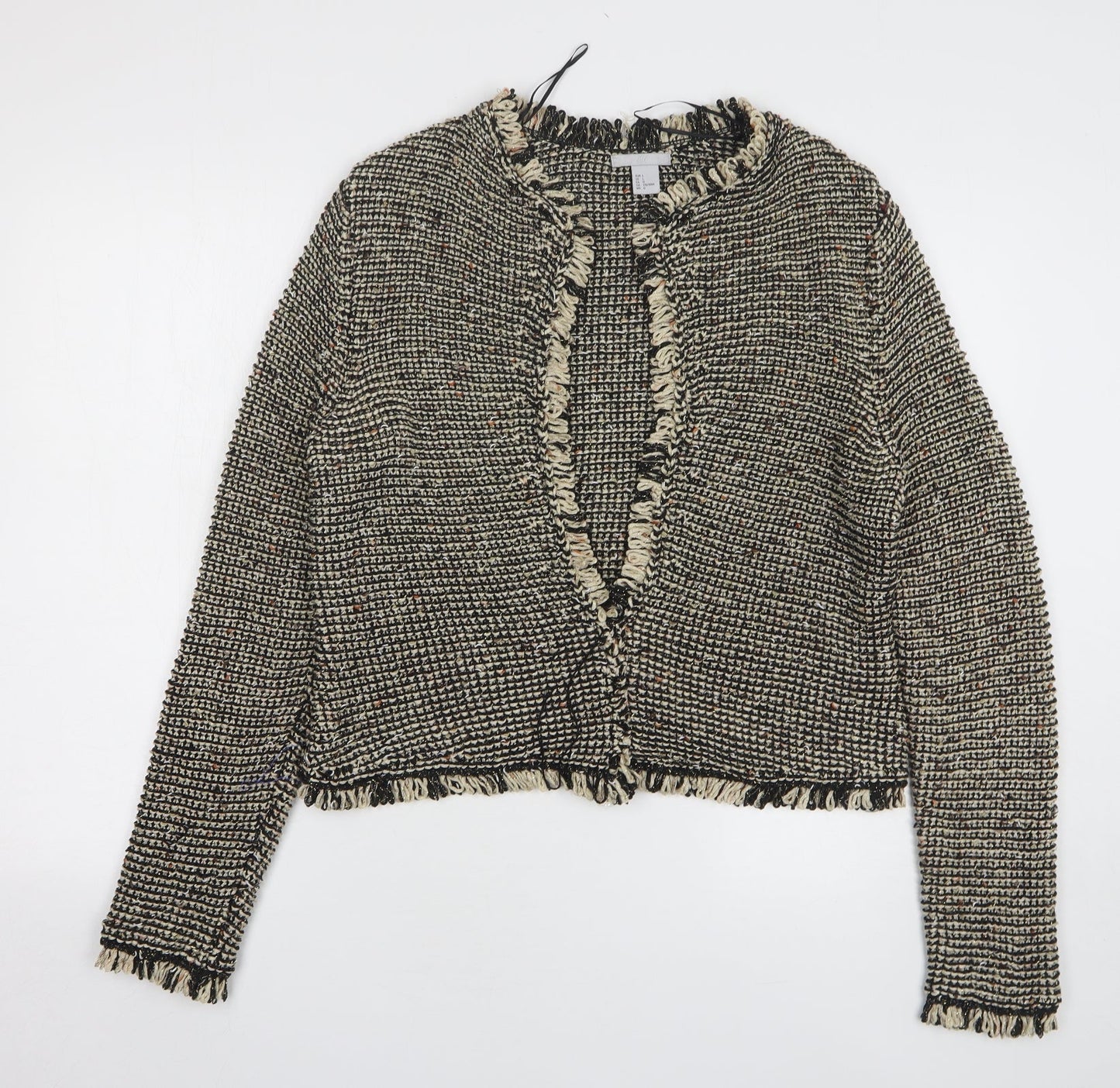 H&M Womens Brown V-Neck Acrylic Pullover Jumper Size L