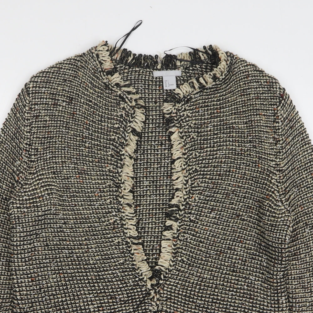 H&M Womens Brown V-Neck Acrylic Pullover Jumper Size L