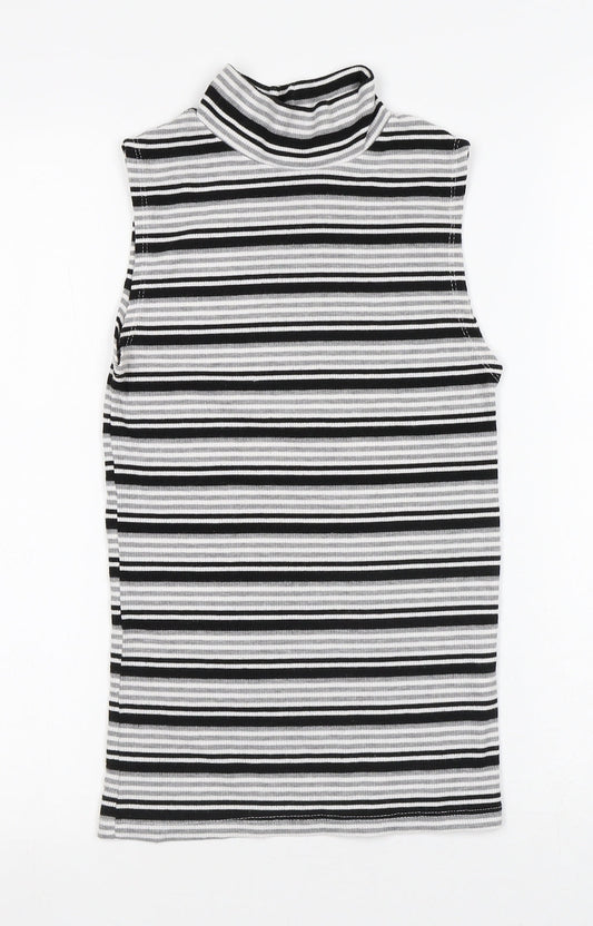Atmosphere Womens Multicoloured Striped Polyester Jersey Tank Size 6 Round Neck - Stripes