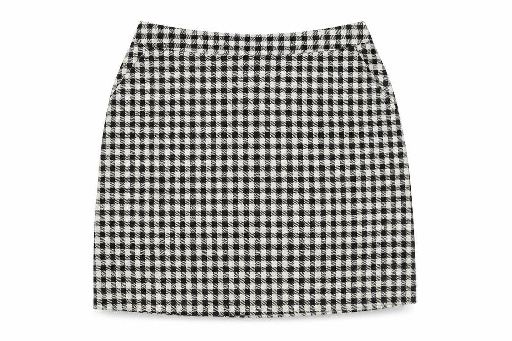 Papaya Womens White Check Polyester A-Line Skirt Size 10 Regular Zip