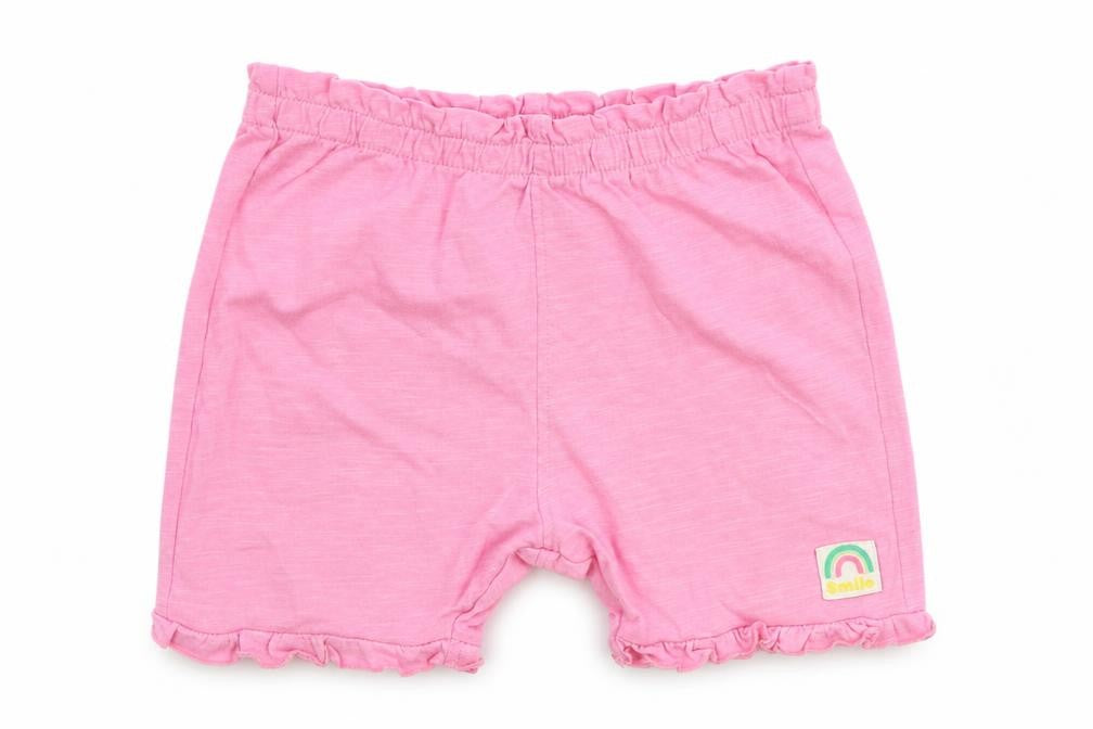 Marks & Spencer Girls Pink 100% Cotton Sweat Shorts Size 2-3 Years Regular Drawstring - Smile