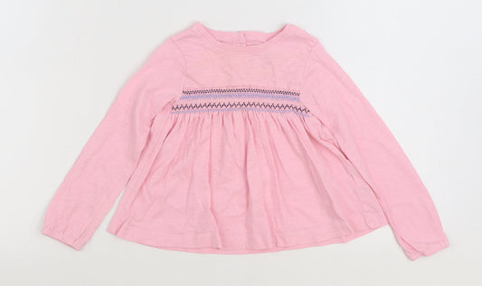 Leigh Tucker Girls Pink 100% Cotton Basic T-Shirt Size 2-3 Years Round Neck Button