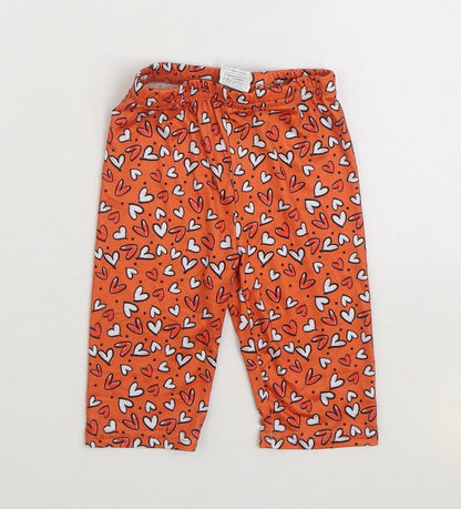 SHEIN Girls Orange Geometric Polyester Jogger Trousers Size 4 Years Regular Pullover - Hearts Cropped