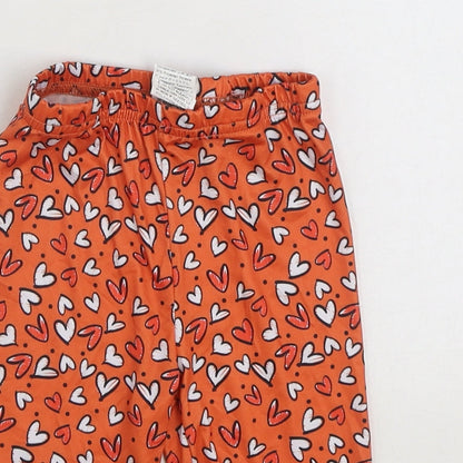 SHEIN Girls Orange Geometric Polyester Jogger Trousers Size 4 Years Regular Pullover - Hearts Cropped