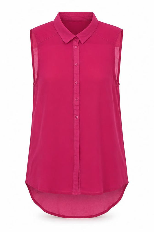 H&M Womens Pink Polyester Basic Button-Up Size 6 Collared