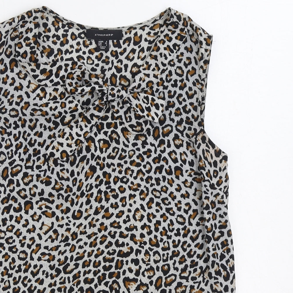 Atmosphere Womens Multicoloured Animal Print Polyester Basic Blouse Size 6 V-Neck