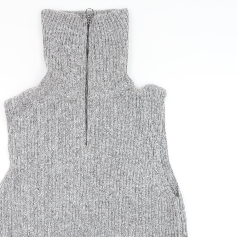 Object Womens Grey High Neck Acrylic Pullover Jumper Size M