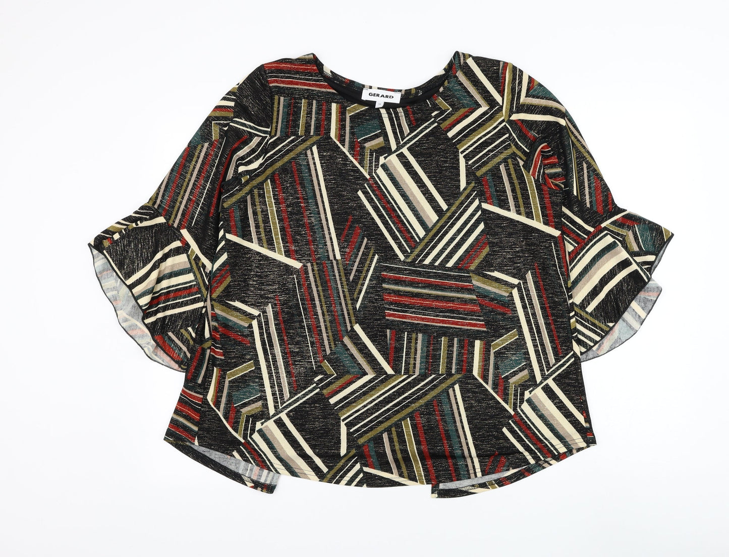 Gerard Womens Multicoloured Geometric Polyester Basic Blouse Size 14 Round Neck