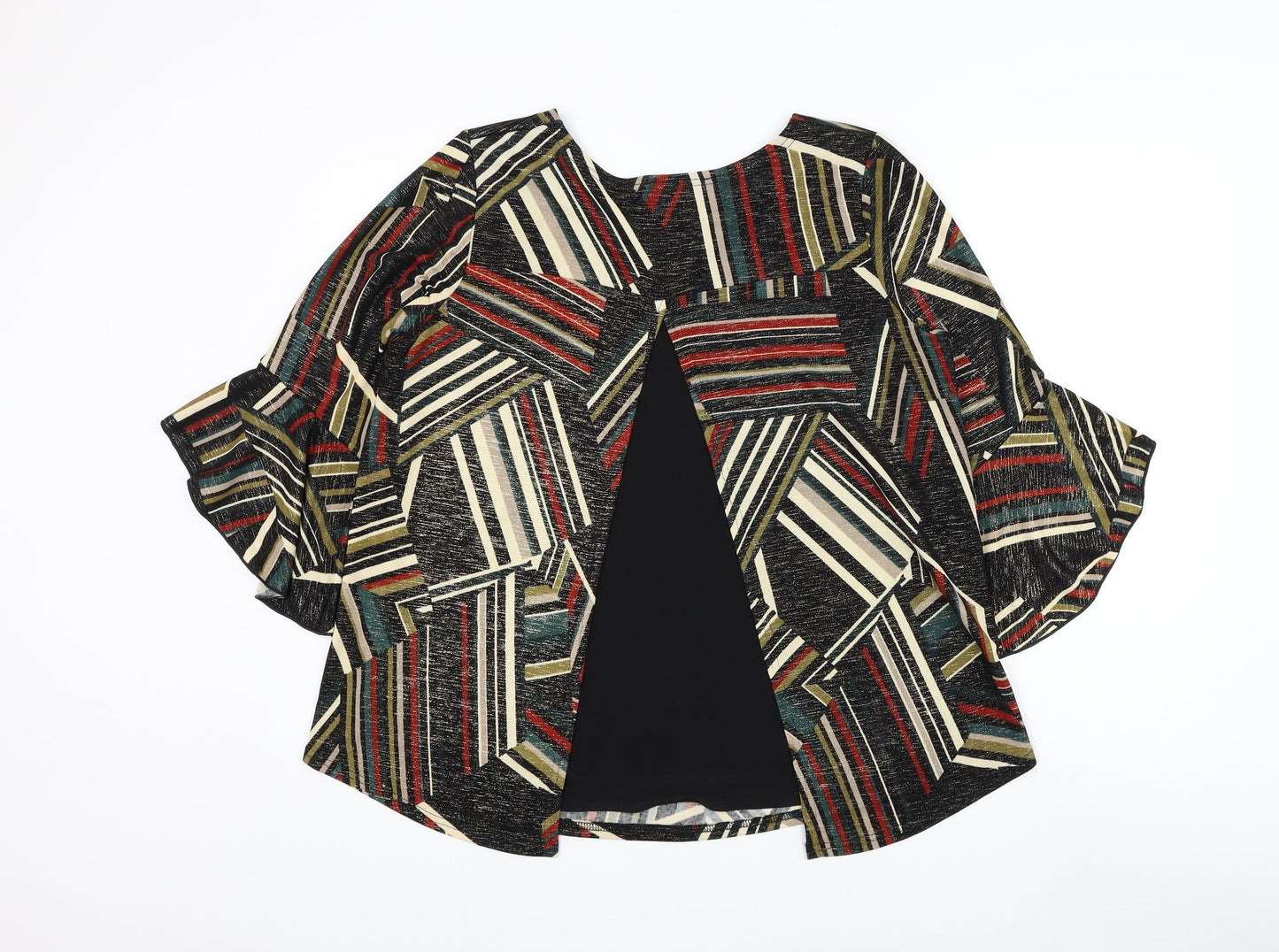 Gerard Womens Multicoloured Geometric Polyester Basic Blouse Size 14 Round Neck
