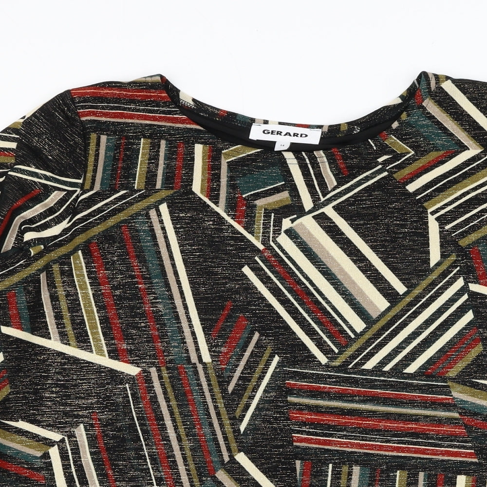 Gerard Womens Multicoloured Geometric Polyester Basic Blouse Size 14 Round Neck