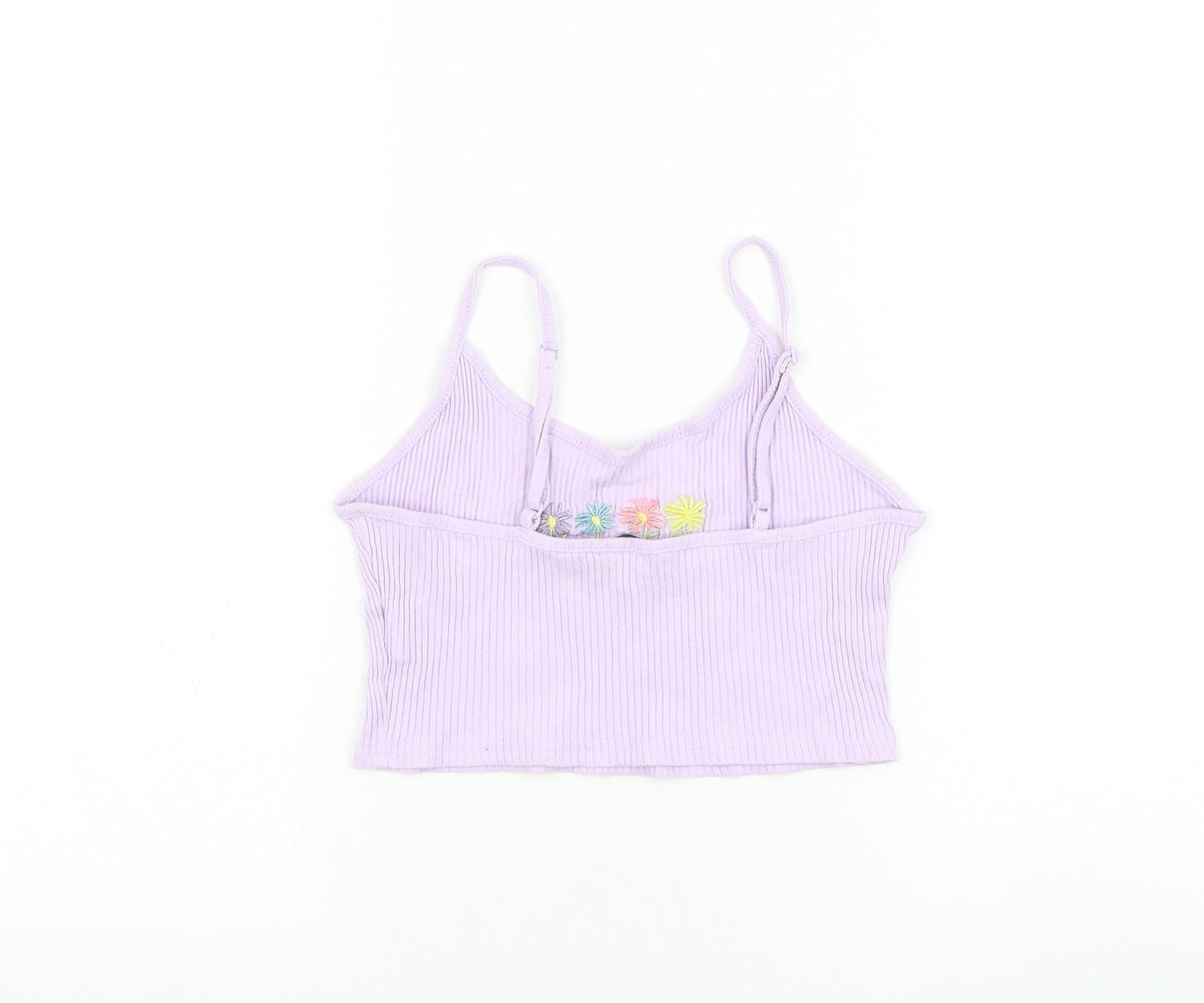 SheIn Womens Purple Cotton Cropped Tank Size M Round Neck - Flower