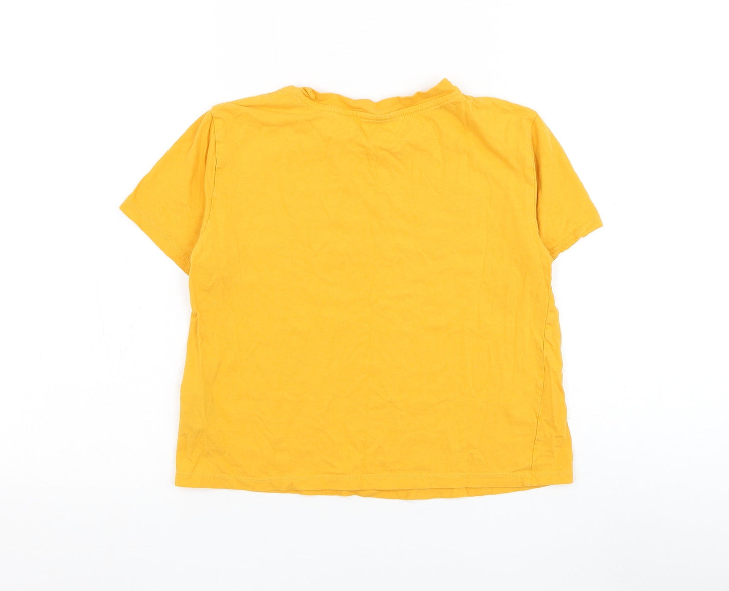 H&M Womens Yellow Cotton Cropped T-Shirt Size XS Round Neck - California