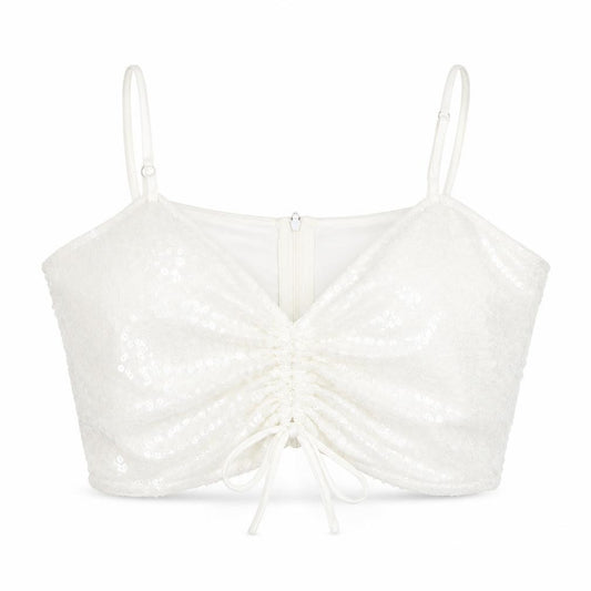 Boohoo Womens White Polyester Cropped Tank Size 14 V-Neck