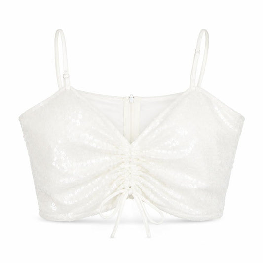 Boohoo Womens White Polyester Cropped Tank Size 14 V-Neck