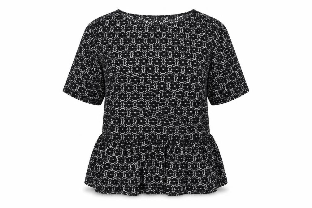 Missguided Womens Black Floral Viscose Basic Blouse Size 8 Round Neck