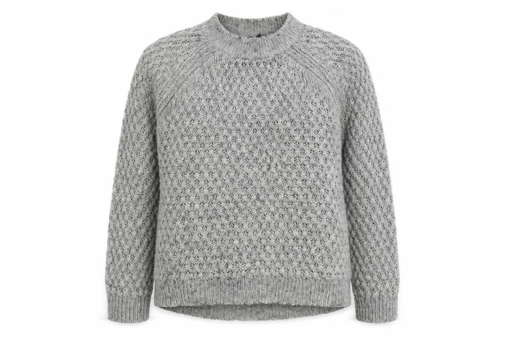 H&M Womens Grey Round Neck Acrylic Pullover Jumper Size M