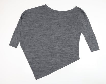 Blue Vanilla Womens Grey Round Neck Polyester Pullover Jumper Size L - Asymmetrical