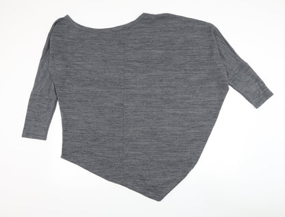 Blue Vanilla Womens Grey Round Neck Polyester Pullover Jumper Size L - Asymmetrical