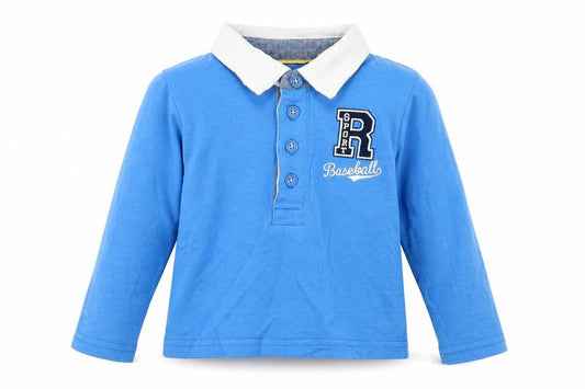 Dunnes Stores Boys Blue Cotton Basic Polo Size 9-12 Months Collared Button - Baseball