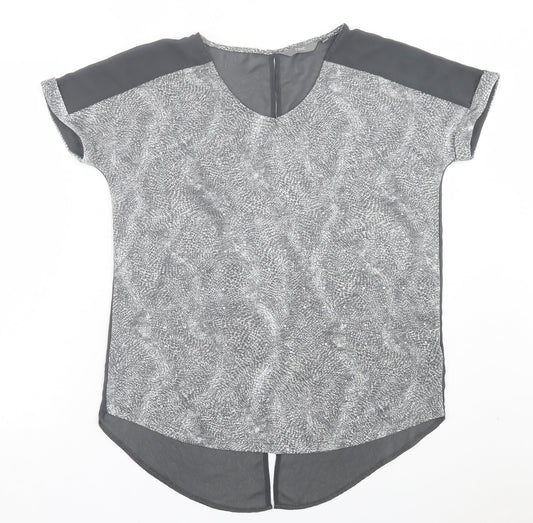 NEXT Womens Grey Animal Print Viscose Basic T-Shirt Size 10 Crew Neck - Open back