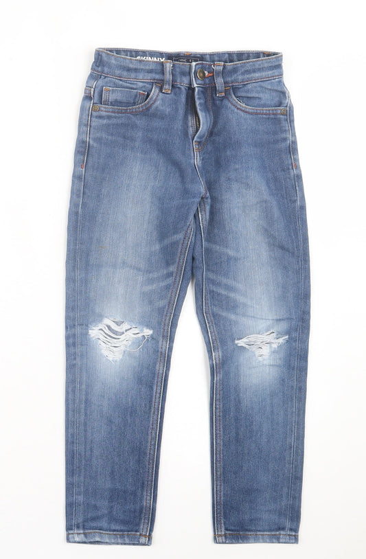 NEXT Boys Blue Cotton Straight Jeans Size 9 Months Regular Button - Distressed