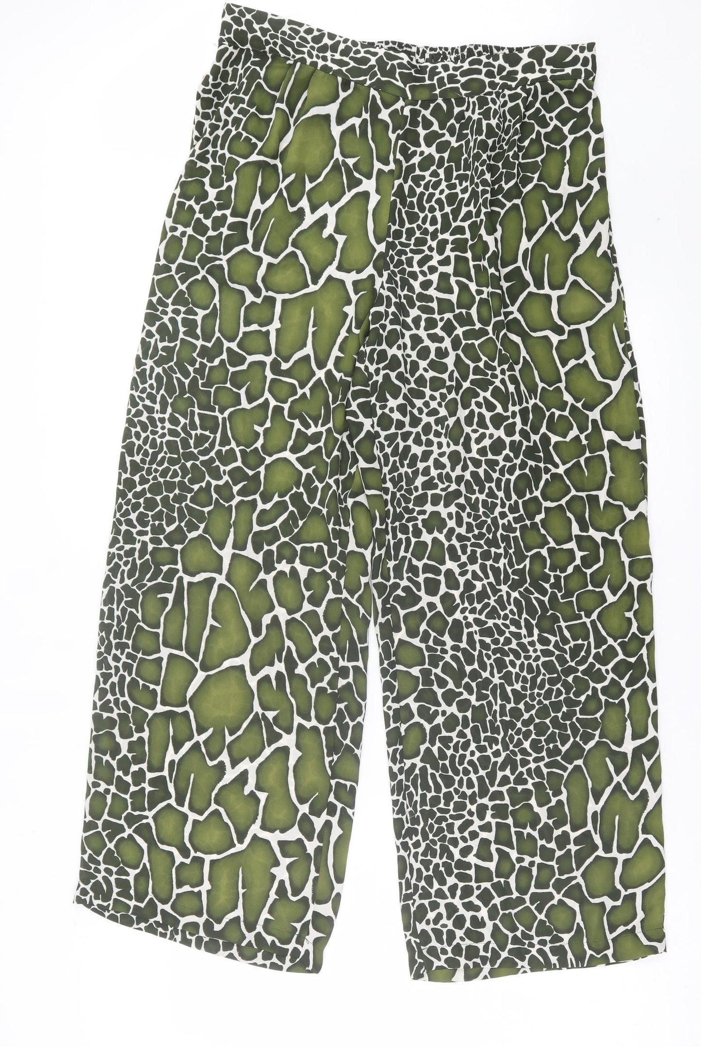 Papaya Womens Green Animal Print Polyester Trousers Size 6 L28 in Regular - Snake Print