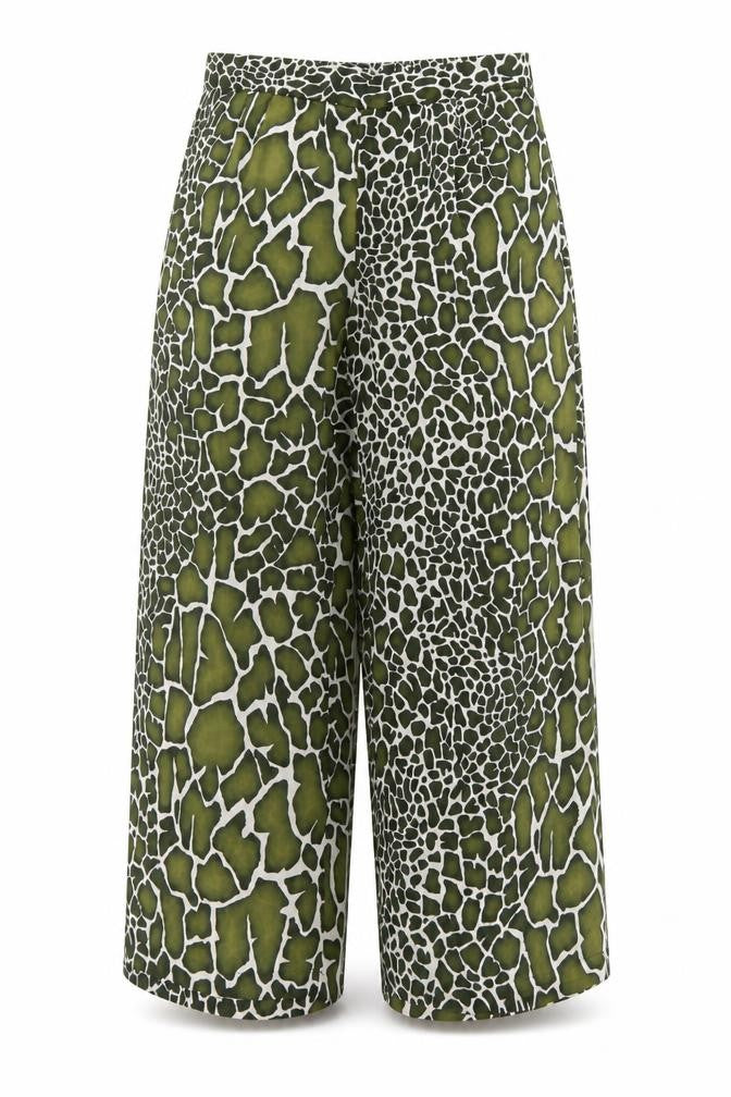 Papaya Womens Green Animal Print Polyester Trousers Size 6 L28 in Regular - Snake Print