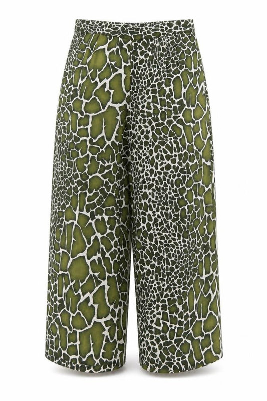 Papaya Womens Green Animal Print Polyester Trousers Size 6 L28 in Regular - Snake Print