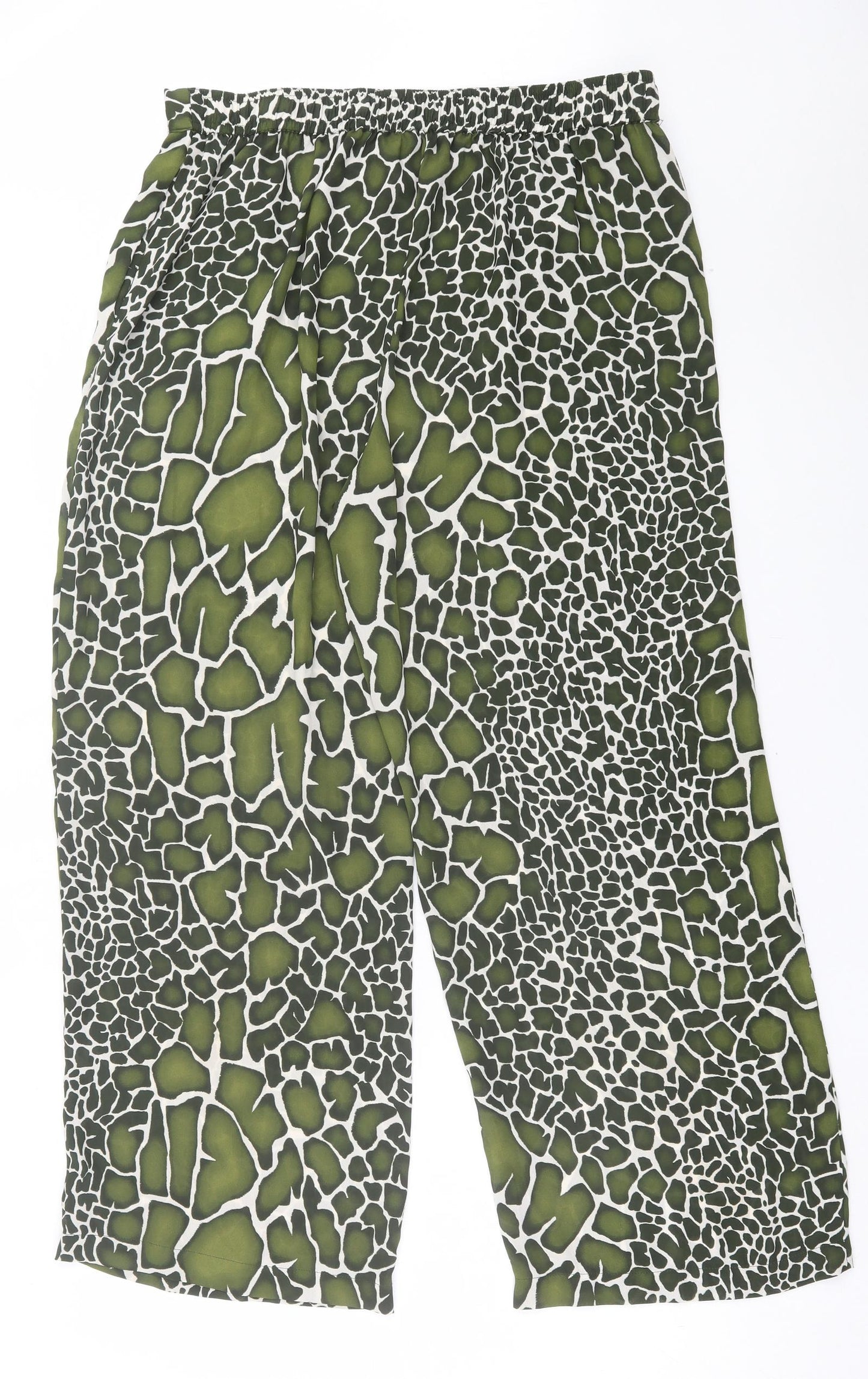 Papaya Womens Green Animal Print Polyester Trousers Size 6 L28 in Regular - Snake Print