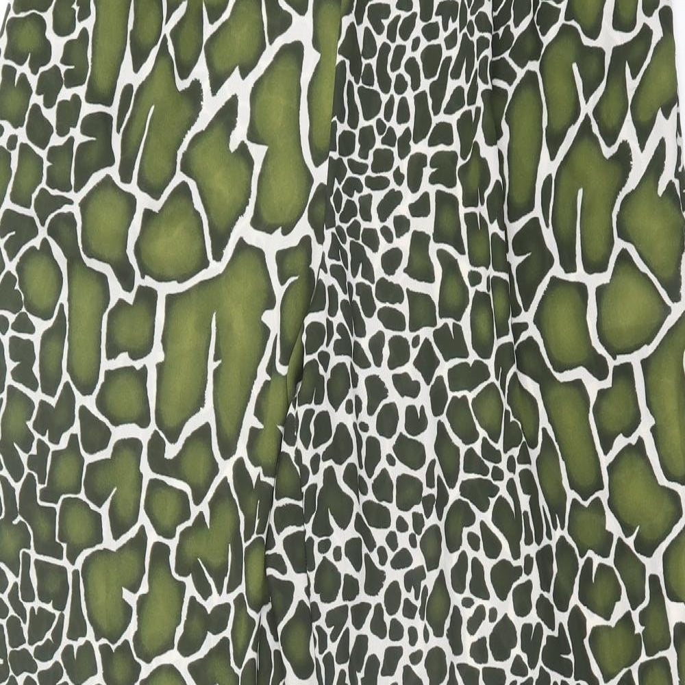 Papaya Womens Green Animal Print Polyester Trousers Size 6 L28 in Regular - Snake Print