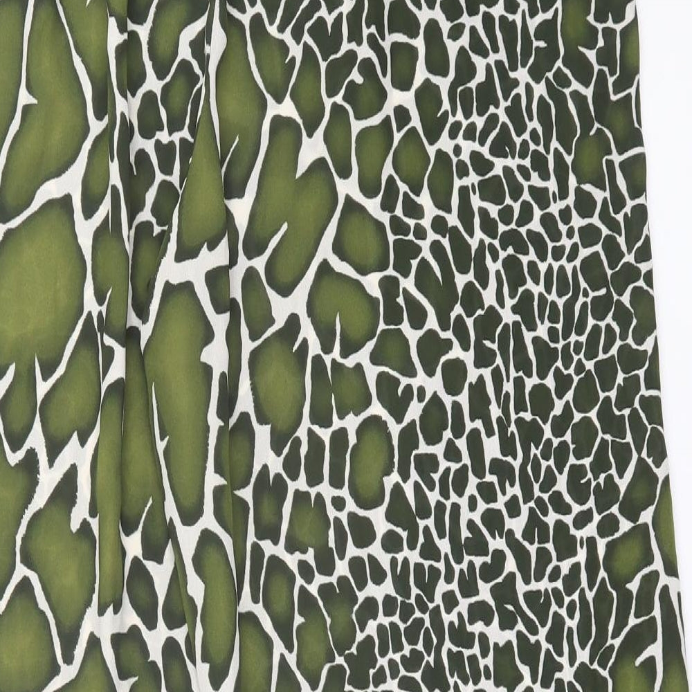 Papaya Womens Green Animal Print Polyester Trousers Size 6 L28 in Regular - Snake Print