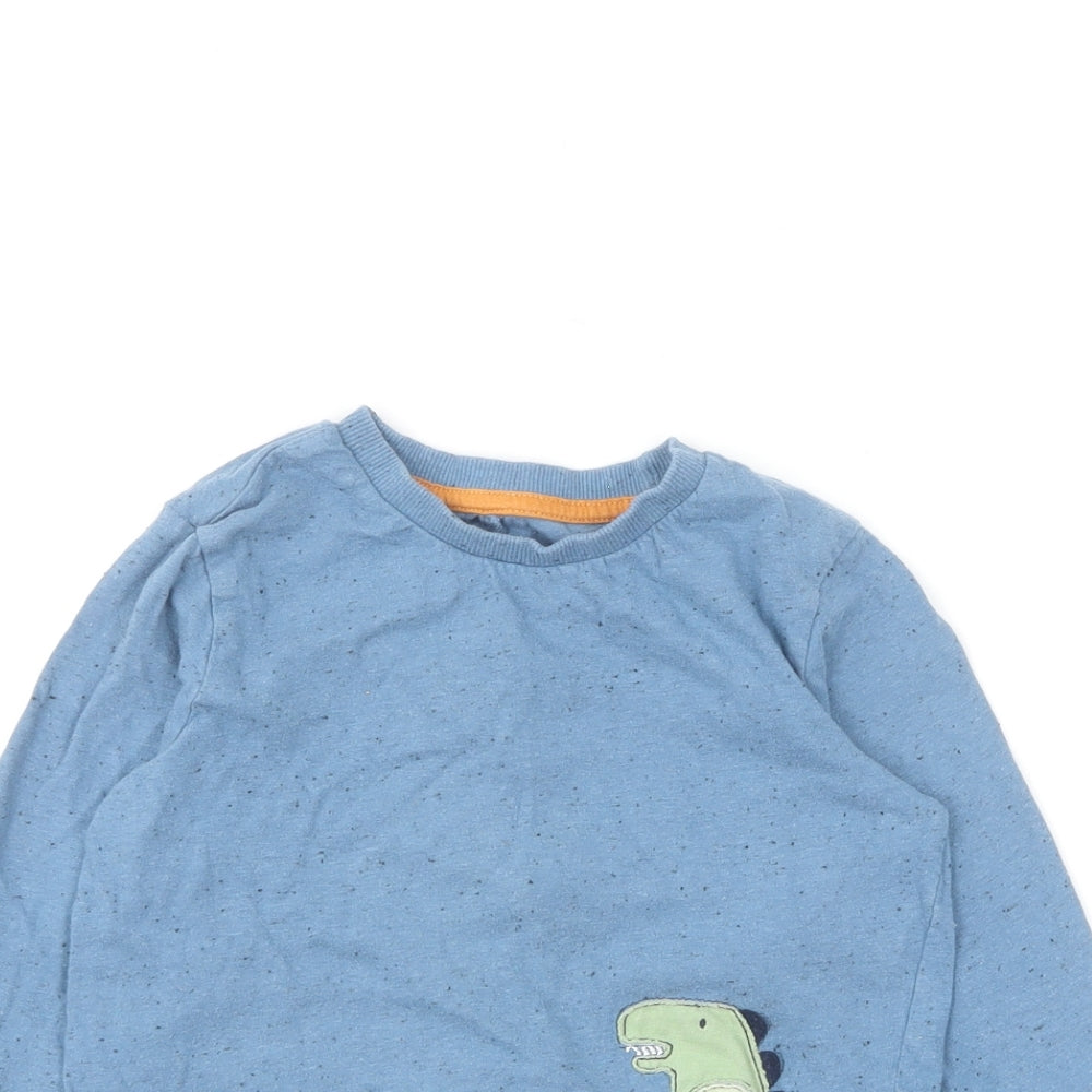 Matalan Boys Blue Cotton Basic T-Shirt Size 3-4 Years Round Neck Pullover - T-Rex