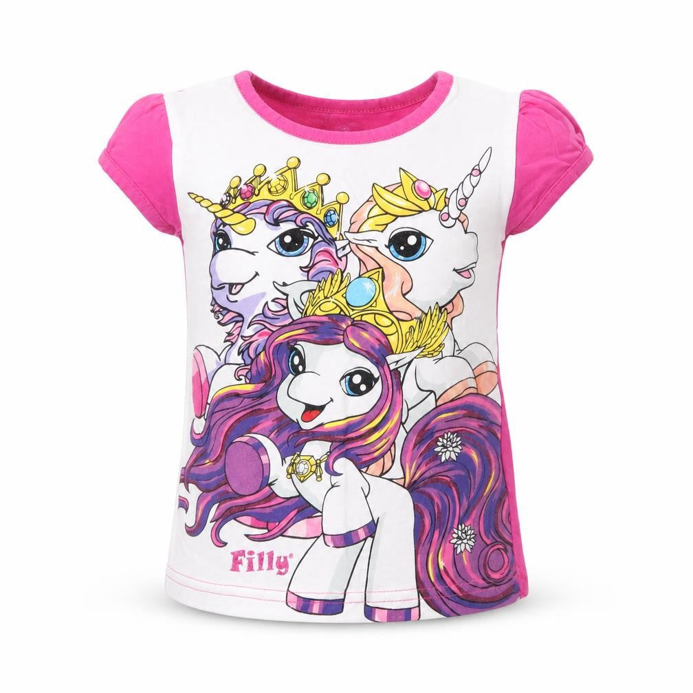 Filly Girls Pink Cotton Basic T-Shirt Size 3 Years Round Neck Pullover - Filly