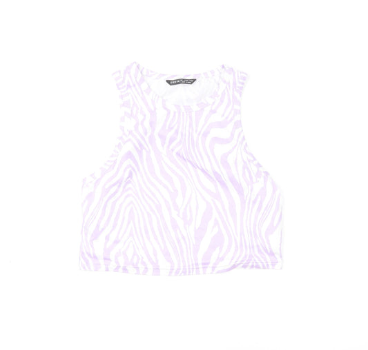 SheIn Womens Purple Animal Print Polyester Cropped Tank Size L Round Neck - Zebra Print