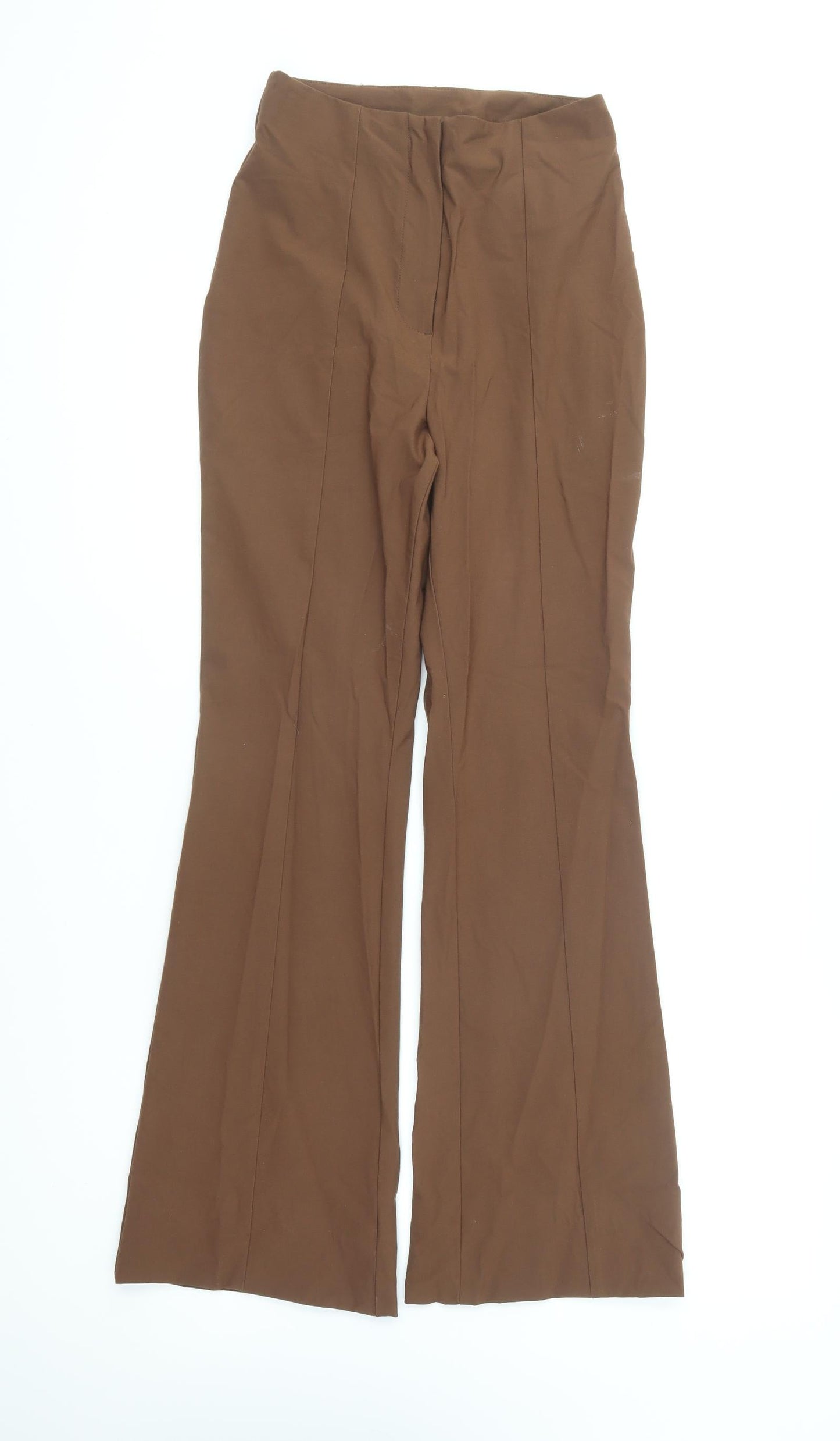 Monki Womens Brown Viscose Trousers Size 6 L29 in Regular Button